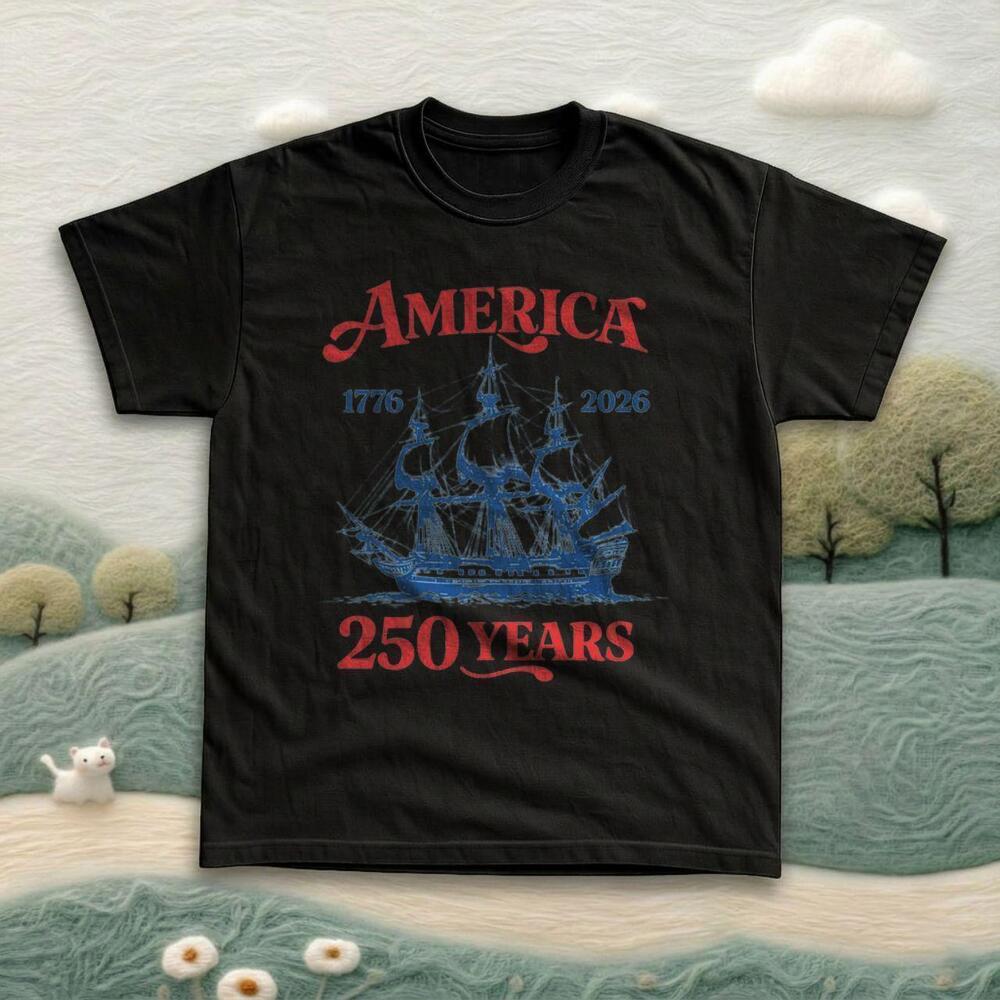 Gildan America 250 Years Historical Ship Graphic T-Shirt